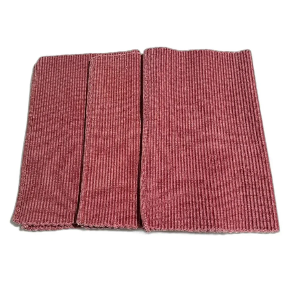 Placemats Kitchen Linens Set of 7 Red Ribbed Rectangular Holiday Place Setting